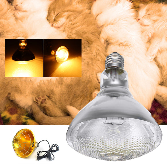 AC220V 250W Poultry Heat Incubator Lamp Infrared Pet Bulb Warm Light + Lampshade for Animals
