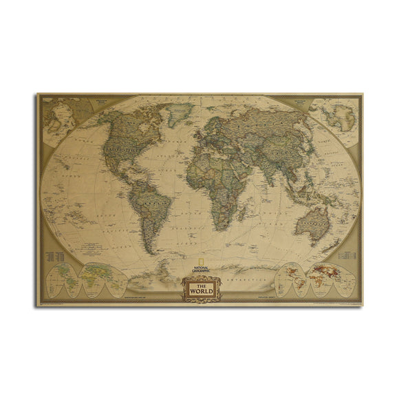 World Map poster Kraft Paper Wall Poster DIY Wall Art 28 inch X 18 inch