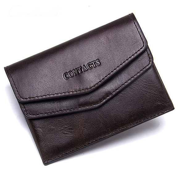 Men Genuine Leather Minimalist Card Holder Coin Bag Leisure Business Wallet