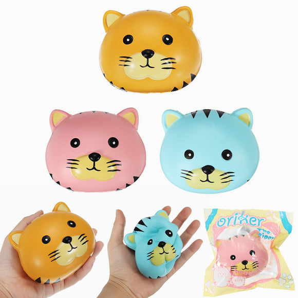 Oriker Squishy Tiger Face Ball Bun 10cm Soft Sweet Slow Rising Original Packaging Collection Gift