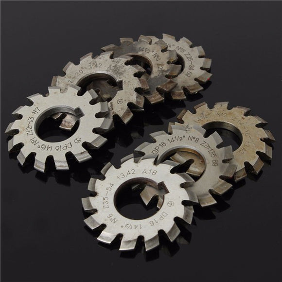 8pcs DP16 PA14.5 Bore22mm #1-8 HSS Involute Gear Milling Cutter