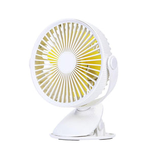 Well Star WT-F15 Portable Clip Fan 360 Degrees Rotation USB Mini Stripe Fan Rechargeable Air Cooling Fan Clip Desktop Fan Dual Use Portable Home Student Office Fan