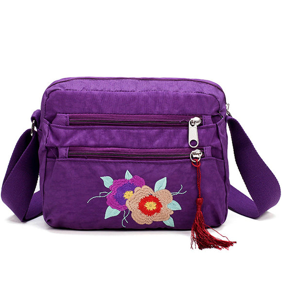 Women Oxford Embroidery Floral Crossbody Bag Shoulder Bag