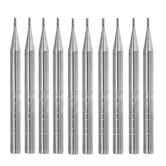 Drillpro 10pcs 1mm HRC58 3 Flutes End Mill Cutter Tungsten Carbide CNC Milling Cutter Tool for Aluminum
