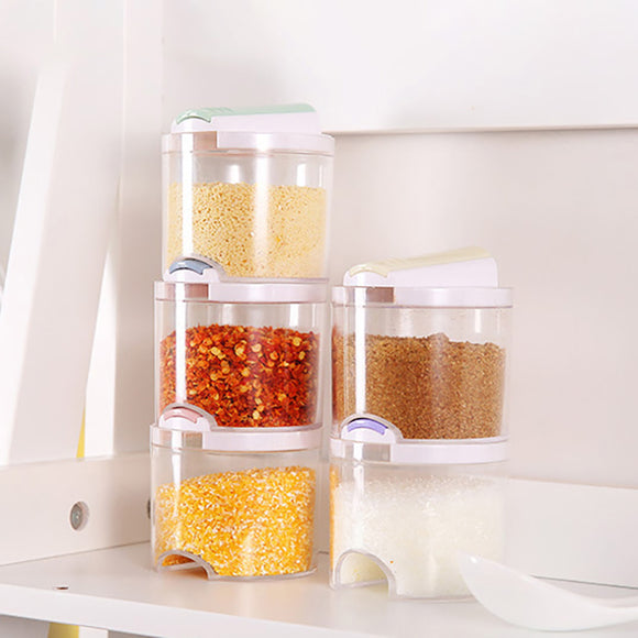 5pcs/Set Spice Jar Pepper Shaker Box Creative Transparent Seasoning Cans Kitchen Storage Container