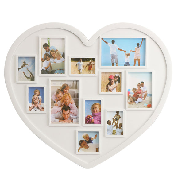11 Pictures Heart Shape Family Photo Frame Holder Wall Hanging Picture Decoration