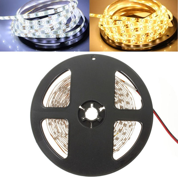 5M 24W 300LEDs SMD 3528 Pure White Warm White Flexible LED Strip Light Waterproof DC12V