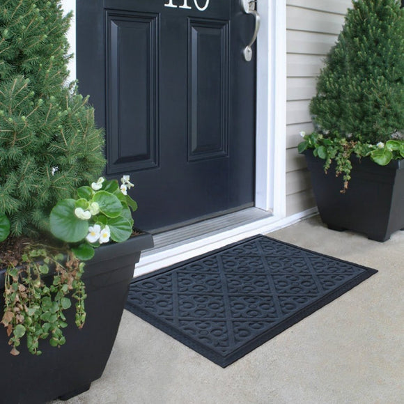 Honana WX-K6 Black Solid Pattern Home Doormat Rubber Mat Anti-slip Floor Carpet Bathroom Rug