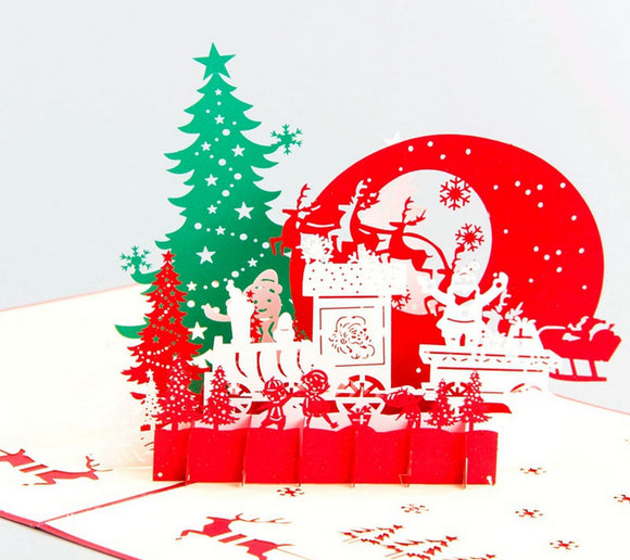 Christmas 3D Pop Up Merry Christmas Greeting Card Christmas Gifts Party Greeting Card