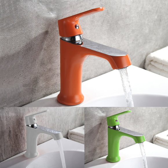 Household Multi-color Bath Kitchen Basin Faucet Cold and Hot Water Taps Green Orange White