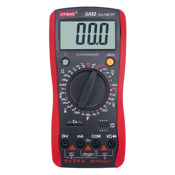 UYIGAO UA92 Ammeter Digital Multimeter Portable AC/DC 2000V Voltage Current Resistance Capacitance Measurement Amperemeter