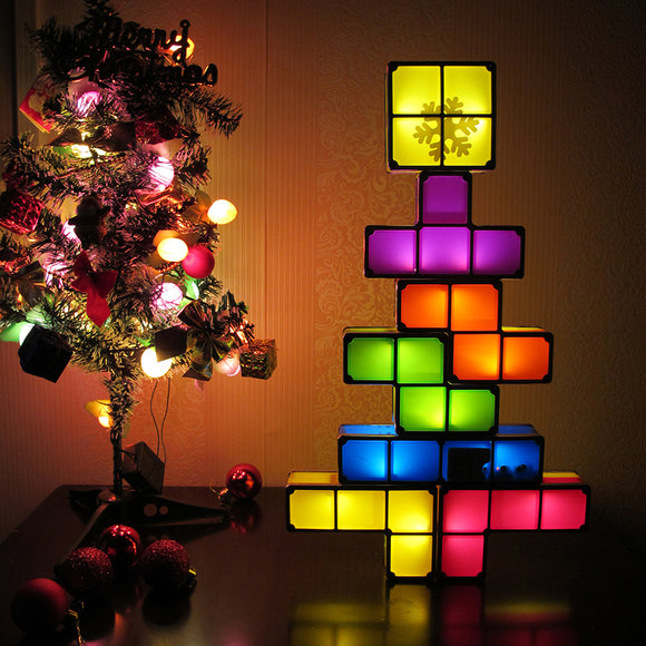 DIY Tetris Puzzle Novelty LED Night Light Stackable LED Desk Table Lamp Kids Toy Christmas Gift