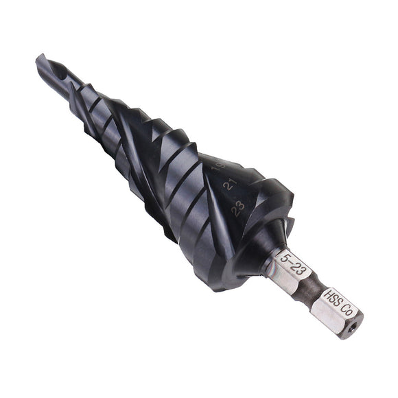 Drillpro 3 Flute Step Drill Bit TiAlN Coated HRC89 HSS-Co M35 Cobalt Step Drill 1/4 Inch Hexagonal Shank