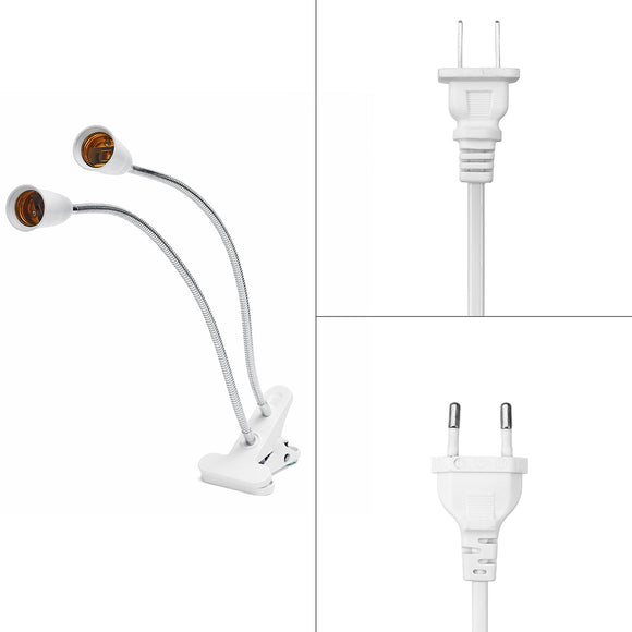 30CM E27 Double Heads Clip With Switch Extension Bulb Lamp Holder Socket for LED Grow Light