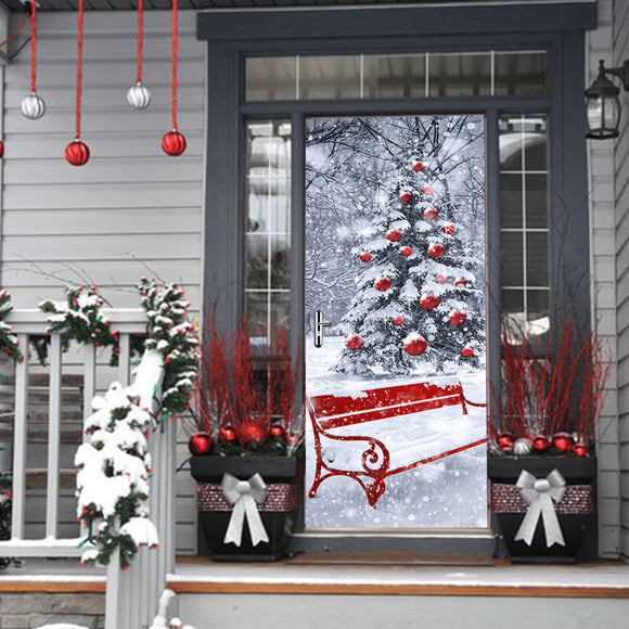 Christmas Tree 2017 Funlife3D Door Sticker Christmas Tree Creative Wall Sticker Wooden Door Refurbis