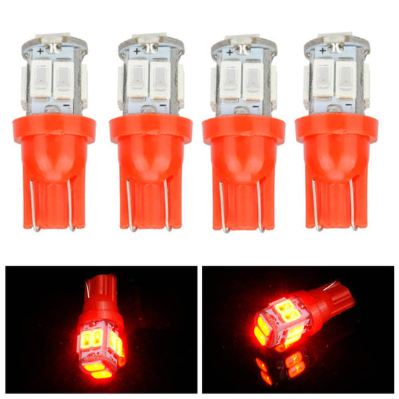 4pcs T10 5630 10SMD LED Side Maker Light Car Door Lamp Interior Bulb Red Lighting