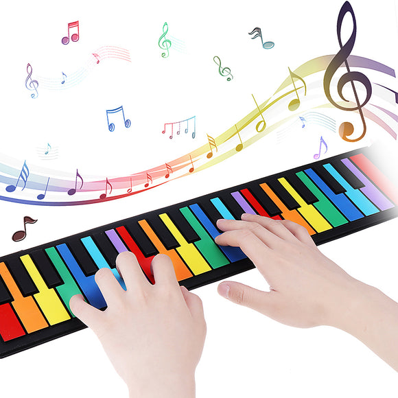 iword S2037 37 Keys 8 Tones Hand Roll Up Piano for Kids Musical Imstrument