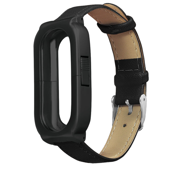 Bakeey Replacement Matte Case Leather Anti-lost Design Watch Band for Xiaomi Miband 3
