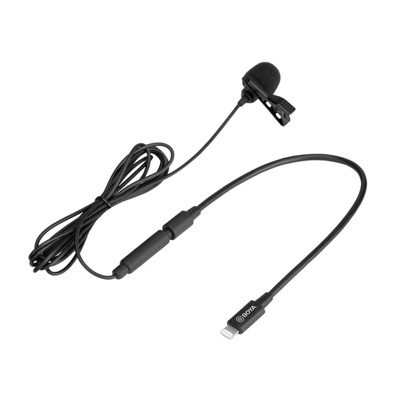 BOYA BY-M2 Cardioid Lavalier Lapel Clip-on Microphone Detachable Single Head for iOS Smartphones with 3.5mm TRS to Lightnings Cable