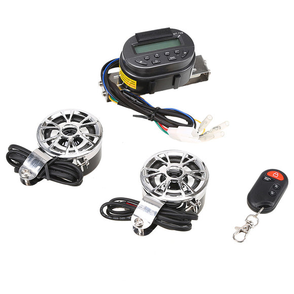 Motorcycle LCD Radio Handlebar Waterproof Stereo MP3 Speakers SD Card