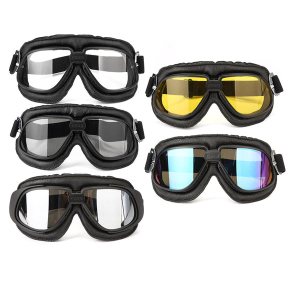 Motorcycle Goggles Scooter Helmet Leather Anti UV Fog Protector Glasses