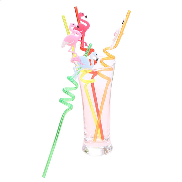 Kitchen Drinking Straw 4Pcs Creative Flamingo Straw Drink Straws Pvc Soft Cartoon Straws
