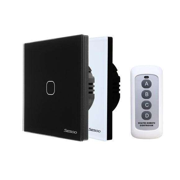 SESOO SY6-01-D EU/UK Standard Smart Touch Switch RF433 Remote Control Wall Switch 1 Gang 1 Way