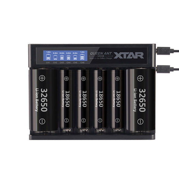 XTAR MC6 High Effective Micro USB li-ion/IMR/INR/ICR Battery Charger 6Slots