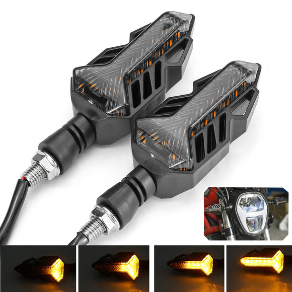 12V Motorcycle LED Turn Signal Lamp Sequential Flowing Indicator Warning Lights Amber
