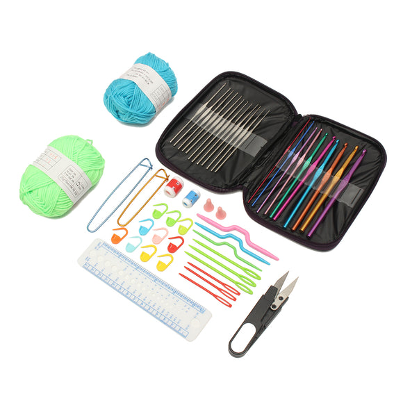 31PCS/SET Crochet Hooks Knitting Knit kit with Gauge Steel Hooks Yarn Needle Pin Tools Kit