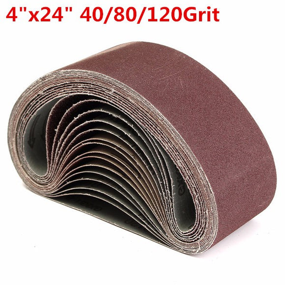 15pcs 4*24 Inch Sanding Belts Aluminium Oxide 40/80/120 Grits Sander Abrasive Sanding Belts