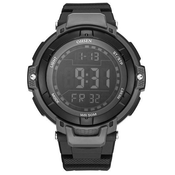 OHSEN 1709 Digital Watches 50M Waterproof Rubber Strap Sport Men LED Watch