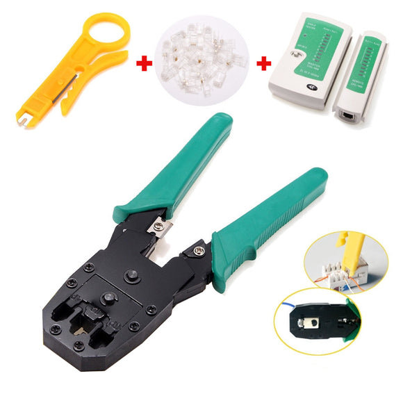 RJ45 RJ11 RJ12 CAT5 LAN Network Wire Stripper Pliers Crimper Cable Tester Tools Kit Set
