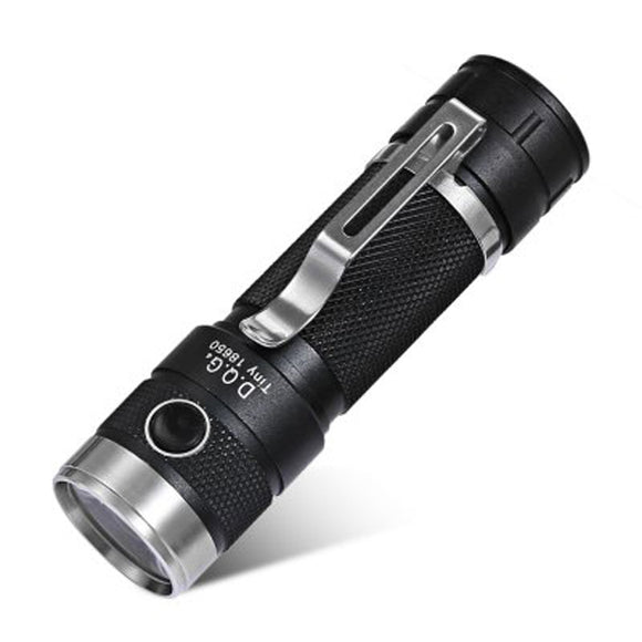 DQG 4th Tiny 18650 XM-L2 850LM Smallest LED Flashlight Black