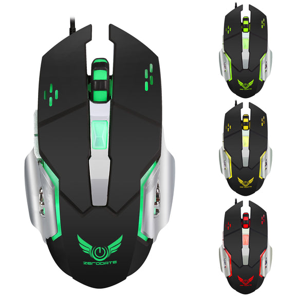 Zerodate X500DU 4 LED Light Effect 3200 DPI Adjustable Mechanical Macros Define Gaming Mouse for PC