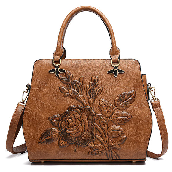 Women Rose Embroidery Handbag Elegant Tote Bag Crossbody Bag