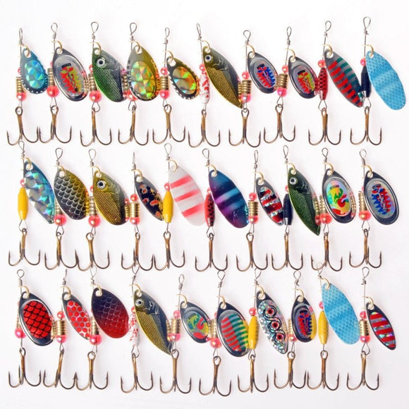 ZANLURE 30pcs Kinds of Fishing Lure Crankbaits Hooks Spinner Baits Assorted Tackle
