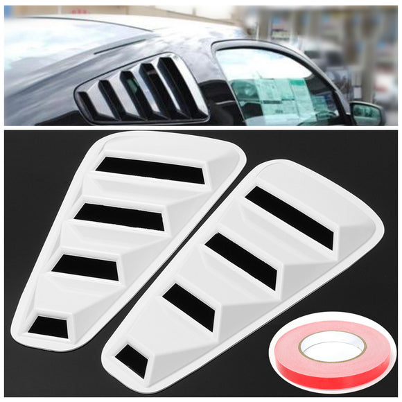 Pair White Side Window Louvers Scoop Cover Vent For Ford Mustang 2005-2014