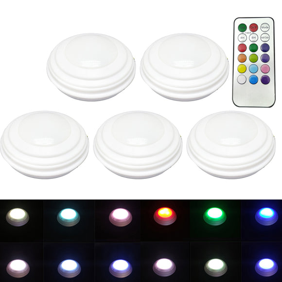 5Pcs LED Wireless Remote Control Night Light 12 Colors Wardrobe Lamp Cabinet Light
