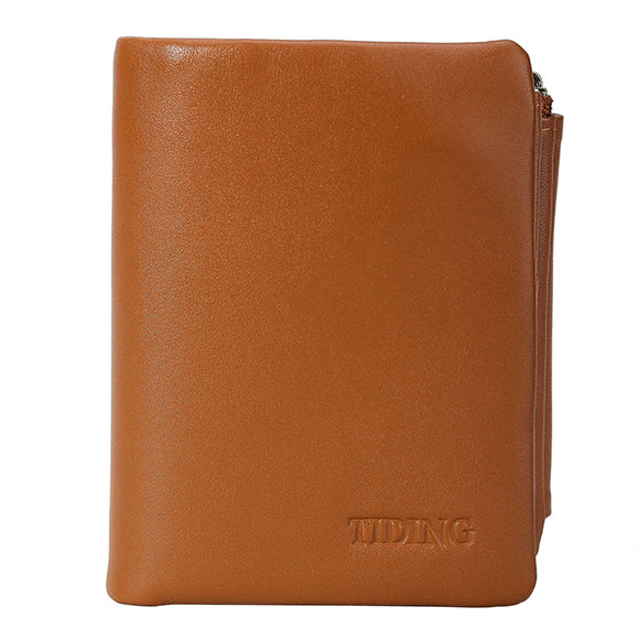 Genuine Leather Multi-function Men Wallet Card Holder Coin Purse SIM Card Organizer