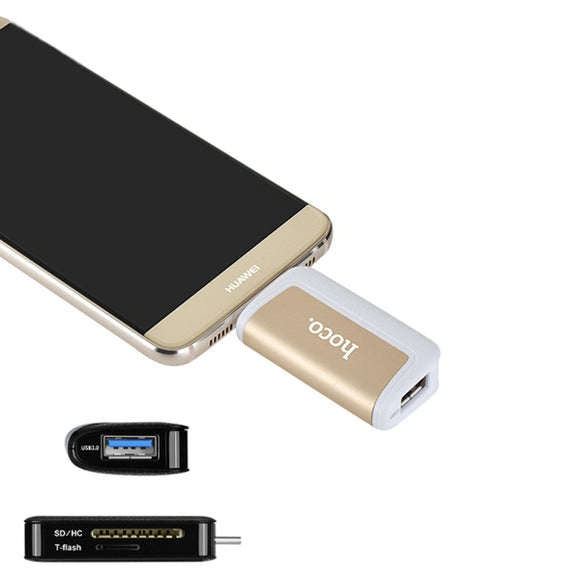 HOCO HB4 USB 3.0 Type-C SD TF Card Reader OTG Converter for Samsung S8 Note 8 Xiaomi 6 Macbook