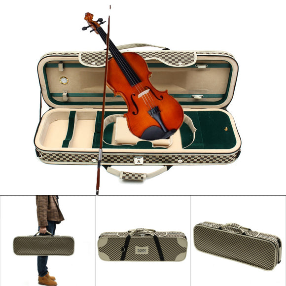 Deluxe 4/4 Acoustic Violin Fiddle Case With Hygrometer Oblong Shape Carry Case