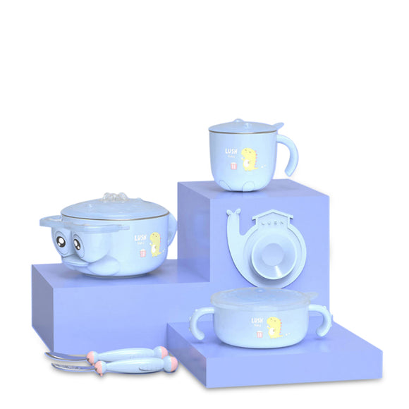 XIAOMI RUSHAN L-SCJ001 Happyduck 5PCS Baby Insulation Tableware Set Kids Bowl Spoon Fork Salad Bowl Milk Cup