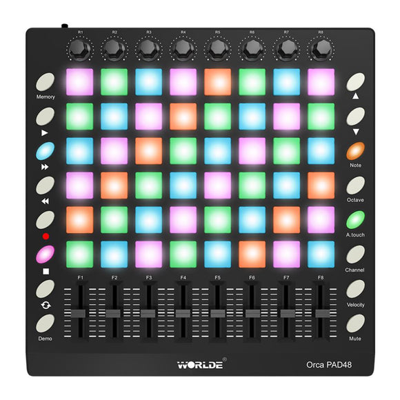 WORLDE ORCA PAD48 Portable MIDI Controller 48 Drum Pads with USB Cable