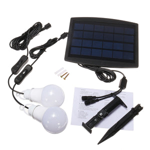 2PCS Solar Powered White Portable Energy Saving LED Light Bulb Lighting System For Camping