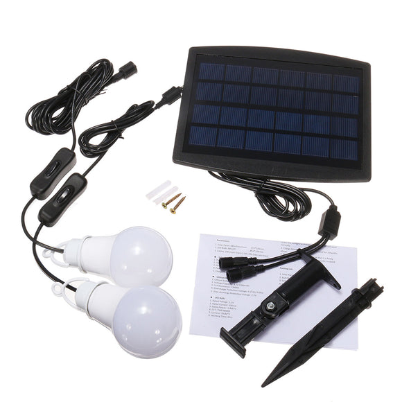 2PCS Solar Powered White Portable Energy Saving LED Light Bulb Lighting System For Camping
