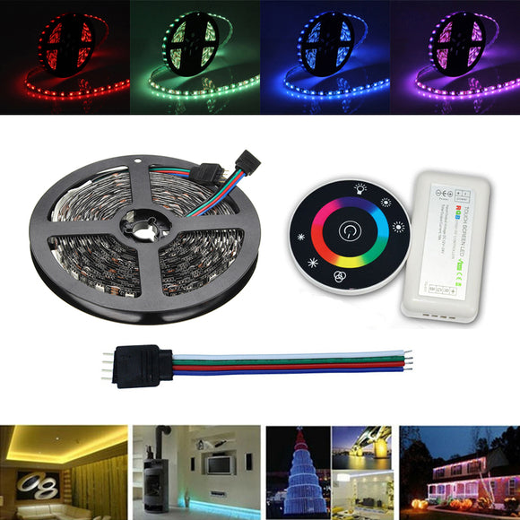 5M RGB SMD5050 LED Flexible Strip Tape Light Kit + RF Controller + Connector Cable Wire 12V
