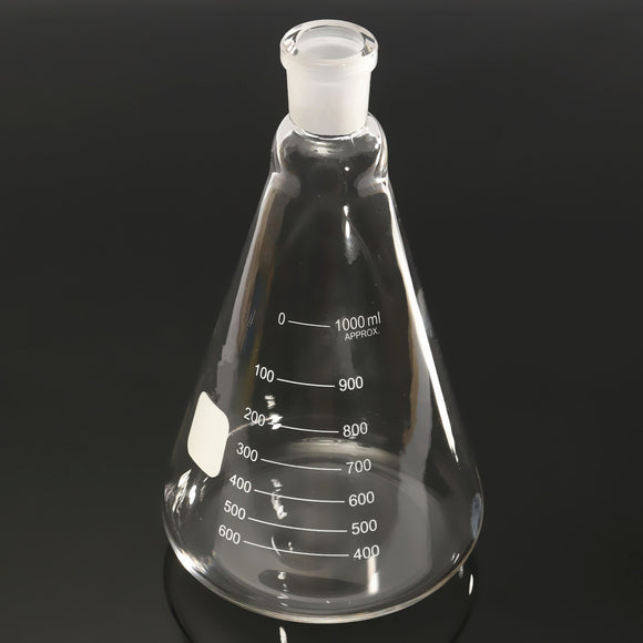 1000mL 24/29 Glass Erlenmeyer Flask Graduated 1 Litre Conical Vessel Taper Joint Grinding Mouth