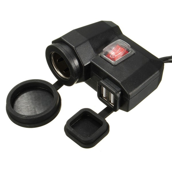 12V 2.1A Motorcycle Dual USB Power Socket Charger Phone GPS Waterproof