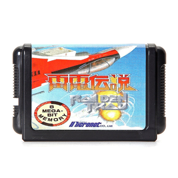 16 Bit Video Game Cartridges Black Card 1 Raiden Trad for Sega MD2 Game Console